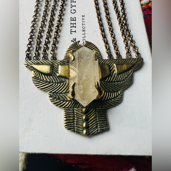 SOLD Spell And The Gypsy Dark Side of the Moon Necklace With Crystal Stone Brass - Picture 4 of 11